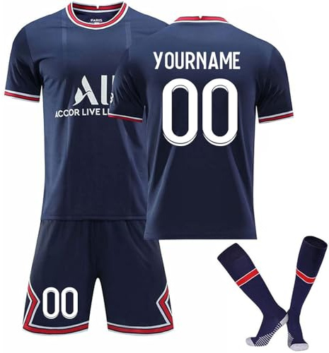 Personalizzate Maglia Calcio PSG Maglia Bambino, PSG Allenamento Calcio Tuta Maglietta di Uomo T-Shirt Pantaloncini e Calzini di Calcio da Uomo Bambino Maglie Ragazzi da Calcio per Tifosi A04