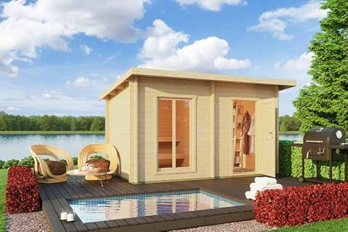 Buttercup Farm Sundborn-Log Cabin, Wooden Garden Room, Timber Summerhouse, Home Office - L440 x W298.3 x H233.7 cm