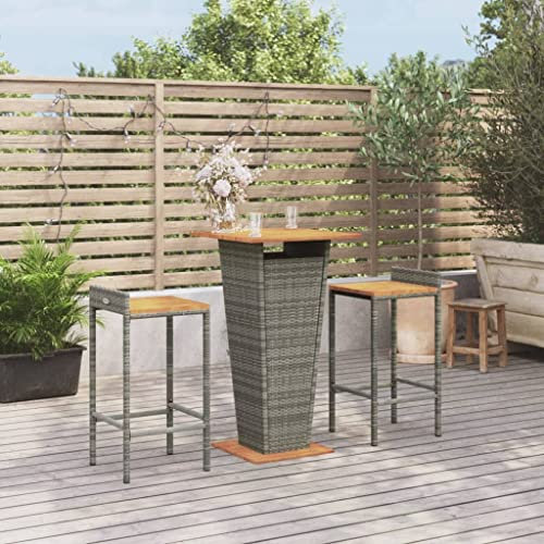 GCHDHAPB Home-Outdoor Gartenmöbel-Set, 3-teilig, Gartenbar-Set, Poly-Rattan und Massivholz, Akazie
