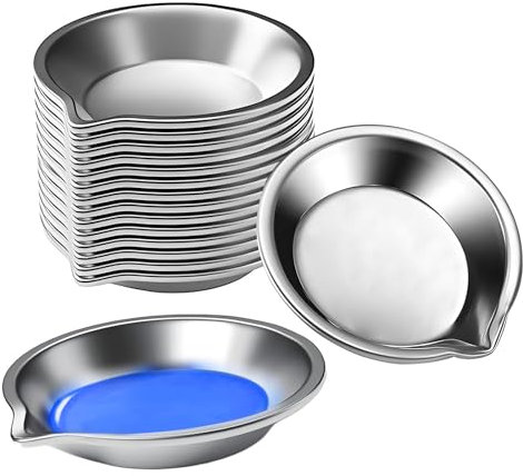 Edelstahl Farbschale 16 Stück Kleine Runde Farbschalen Paletten Silber Edelstahl Farbschale Mischpalette für DIY Home 5 x 5cm