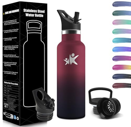HoneyHolly Borraccia Termica Bambini 500 ML, Senza BPA, Borraccia Termica, 18/8 Acciaio Inox, Bottiglia Termica, Sottovuoto a Doppia Parete, Borracce Termiche, con Cannuccia, Termos per Scuola, Sport