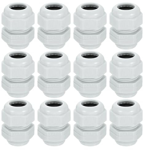 sourcing map 12Pcs NPT 3/4 Nylon Cable Glands, Waterproof Cord Grip Connector, Adjustable 13-18mm Wire Grommet Protectors with Gaskets and Locknut for Junction Box, Gray