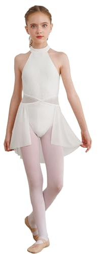 Linyuir Costume Ballo Lirico Bambine con Pizzo Senza Maniche Abito Balletto Balli Sala Moderno E Contemporaneo