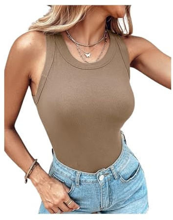 Ljus bh-tank, justerbar bred rem vadderad linne sommar kami-skjortor, Camis yoga skjorta bomull undertröja 2-pack, Khaki, S
