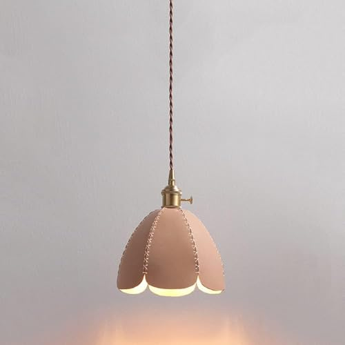 Genérico Lámpara Colgante de latón Estilo V-intage, E27, 1 luz, de Cuero, Compatible with Interiores, cocinas, comedores, luminaria suspendida Ajustable,luminaria LED