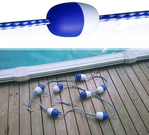 Eawfgtuw 5.0 m Pool Safety Float Line Kit mit 11 Bojenbällen, Nylon Trennseil für Schwimmbäder, Blau und Weiß Hohe Sichtbarkeit Design mit
