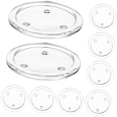 CLISPEED 10 Pièces Set de Plateaux Verre Transparent Multifonctionnels pour Bougies Chauffe-plats et Rangement Bijoux Accessoires Légers et Élégants pour Centre de Table Mariage et