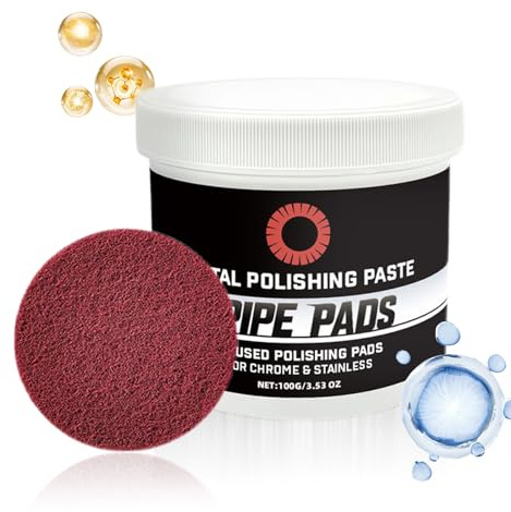 Doiyislem Pasta De Pulido Para Metales,Limpiador Y Eliminador De Rayaduras - Almohadillas De Pulido Con Infusión De Tubería - Para Eliminar Oxidación Y Decoloración De Aluminio, Cromo, Acero