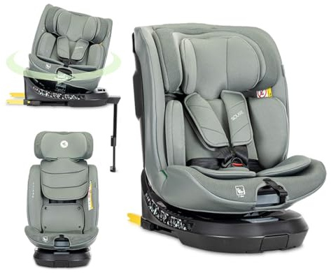 Lorelli Kindersitz drehbar 360 Grad i-Size 40-150cm mit Isofix, Mitwachsender Baby Autositz Solaris, Gruppe 0+/1/2/3, 0-12 Jahre, 0-36 kg, Auto Babysitz ab Geburt, 5-Punkt-Gurt, Grün