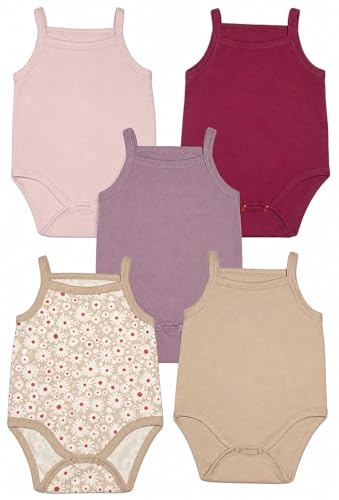 KIDS STYLE Baby Mädchen Trägerbody Body | Ärmellos Sommer Achselbody Baumwoll-Body mit Spaghettiträgern Set Unifarben Aufdruck