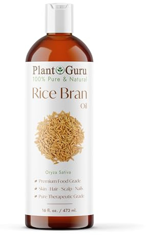 Rice Bran Oil 16 fl. oz. – 100% Pure & Natural Carrier Oil for Skin, Face, Body, and Hair Moisturizing. Great for DIY Creams, Lotions, and Lip Balms.