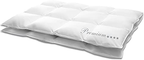 Hanskruchen® Premium **** Winter Daunendecke 135x200 cm - EXTRA WARM - Made in Germany Kassettendecke mit 100% Daunen - Allergiker geeignet in fünf Wärmestufen