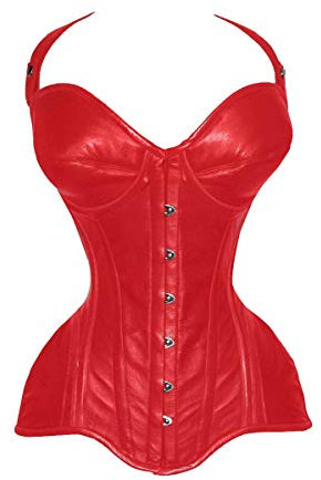 luvsecretlingerie Damen Taillentraining Schwerlast Doppelt Stahl Knochen Vollbrustkorsett Steampunk Leder Corsage #8462-C-LE