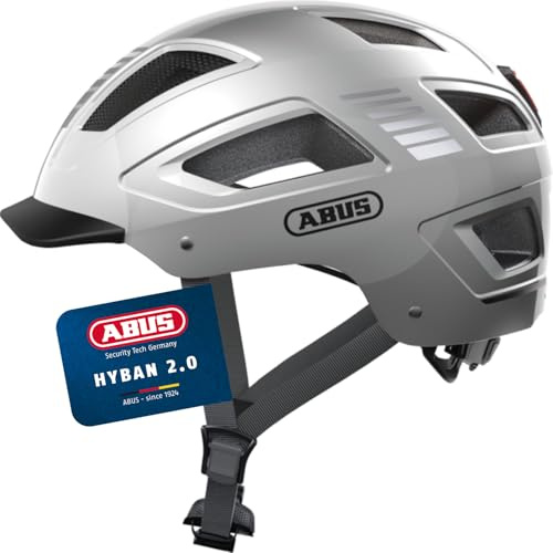 ABUS Stadthelm Hyban 2.0 - Fahrradhelm mit Rücklicht, ABS-Hartschale, guter Passform - für Damen und Herren