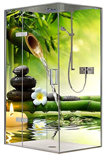 Original FLYERANDPRINT - SHOWER-PLATE, Alu-Dipond, OHNE FUGEN, Fliesenersatz, Duschrückwand, Wunschmaß, Dusche, Bad, Wandverkleidung, Wandverkleidung, DE-17-02 (Set mit 2 Platten, 100 x 200 cm)