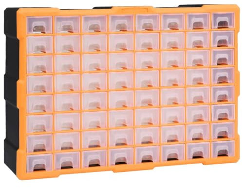 vidaXL Organisateur Multi-tiroirs avec 64 Tiroirs Boîte à Coudre Boîte à Outils Armoire de Rangement Unité d'Organisation 52x16x37,5 cm