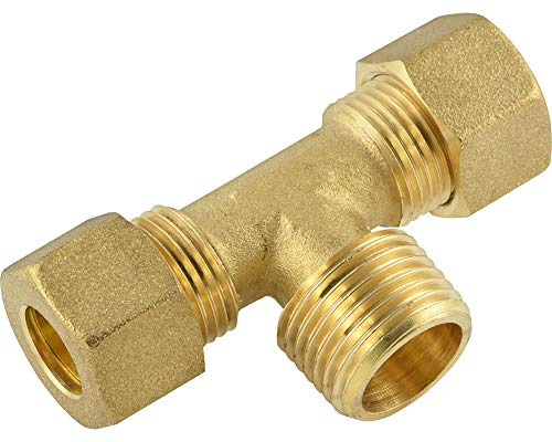 Fittingteile - T-Stück Klemmringverschraubung mit konischem Außengewinde (Gewinde: R 1/2 - Für Rohr Ø außen: 15 mm)