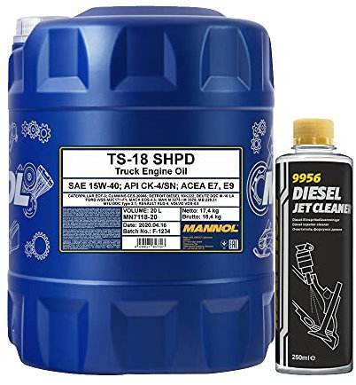 MANNOL 20l, TS-18 15W-40 VDs-4.5 + Diesel Jet Cleaner Düsenreiniger - Kraftstoff Additiv 250 ml