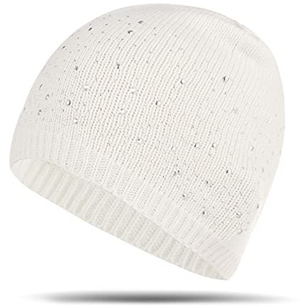 WQZYY&ASDCD Mütze Beanie Hut Mode Multi Color Frauen Warme Mütze Mützen Hüte Für Frauen Männer Strickmütze Strass Mütze Weiß