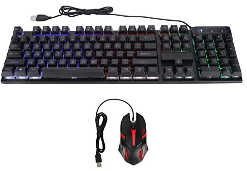Keyboard and Mouse Combo,104 Keys Wired LED Backlit Wired Mechanical USB Ergonomic Gaming Keyboards and Mouse Set, for PC Computer Gamer (black)