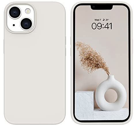 YINLAI für iPhone 14 Hülle Silikon,Handyhülle, Slim Case Cover Liquid Silikon Gel Matte 3-Schicht Struktur Fallschutz rutschfeste Kratzfest HandyHülle für iPhone 14 6,1 Zoll,Beige Creme