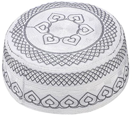 NICEYEA Männlicher Muslimischer Gebetshut mit Stickerei Türkei Skull Cap Prayer Namaz Beanie Moslem Herren Kopf Mütze Ägyptische Türkisch Arabisch Islamische Hijab Islam Mann Stickerei Hut