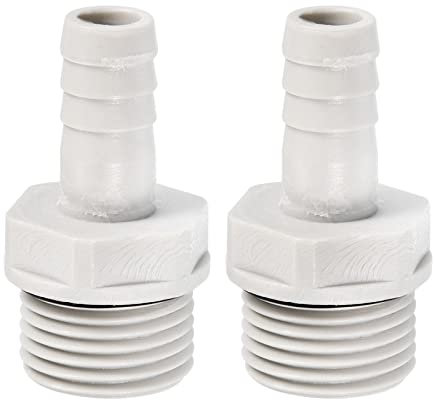 PATIKIL Tuyau Barbillon Raccord Droit 11mm Barbelé G1/2 Mâle Filetage, 2 Paquet POM Plastique Tuyau Connecteur, Gris