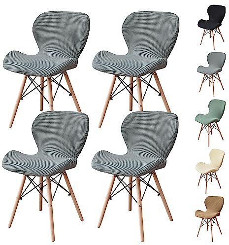 KCCRHIN Schalenstuhl Bezug Stuhlhussen 2/4/6 Er Set Stretch Moderne Stuhlüberzug Abnehmbar Waschbar Sitzbezug Für Esszimmerstühle Schwingstuhl Hochzeit Büro Bankette Partys Deko,Grey 4pcs