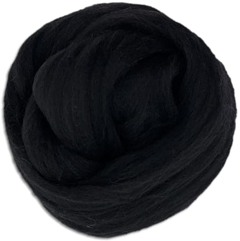 Frida's Wollhaus Wooliny 100 g Filzwolle Merinowolle Märchenwolle | 35 Farben zur Auswahl (33 | Schwarz)