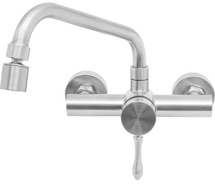 Kaichenyt Grifo de cocina en pared, acero inoxidable, giratorio 360°, grifo de pared, grifo de cocina, montaje en pared, para lavavajillas y lavadora