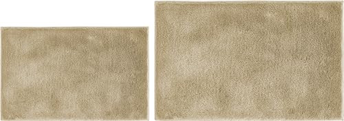 andiamo Badematte rutschfest Florida - Badezimmerteppich weich und flauschig - Badteppich rutschfest waschbar Duschvorleger Badvorleger für Badezimmer 2er Set 40 x 60 cm + 50 x 80 cm Taupe