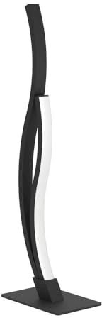 Eglo Grisolia Lampada da comodino a LED, lampada da tavolo curva, decorazione per camera da letto, soggiorno, in metallo e plastica di colore nero, luce bianca neutra, H 45,5 cm
