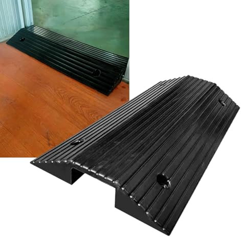 Hoiweqr Rampe D'entrée De Seuil pour Porte De Fauteuil Roulant, Rampe De Seuil De Pont en Caoutchouc pour Portes, 80×40×8cm, Rampe De Transition De Pont Stable, Noir