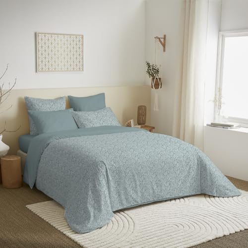 univers decor Pack Complet 6 pièces Housse de Couette réversible pour lit 140 x 190 cm (Pack Housse de Couette 6 pièces lit 140 x 190 cm, Celeste Glacier)