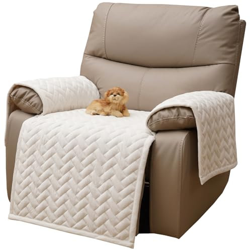 Eismodra Sesselschoner,Sesselbezug für Relaxsessel,Anti-Rutsch Sessel Überzug,Sesselüberwurf Sofa Schoner Bezug mit Armlehne Sesselüberzug für Fernsehsessel Haustiere (Cremeweiß, 3 Stücke Set)