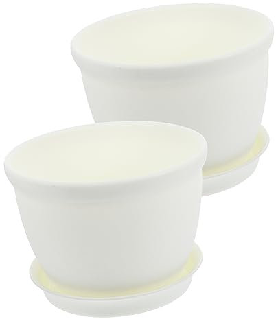 YARNOW Stabile Blumentöpfe 2er-Pack Kunststoff-anzuchttöpfe Mit Ständer Und Wasserablauf