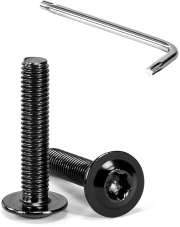 Tunejoy Viti a Testa Bombata Torx Nero con Flangia M5 x 25 mm Vite a Testa Esagonale Bulloni in Acciaio Inox A2 V2A Viti a Brugola con Chiavi a T25 Filettatura Completa 20 Pezzi