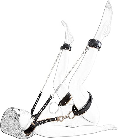 DstoLusre BDSM sex bondage restrictions bondage set SM jambes stretch bondage set cuisse sling bondage set ouvert cuisse écarteur cuir jambe écarteur menottes cheville poignets SM érotique sex toy for