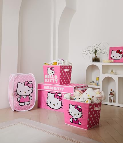 Hello Kitty 4 Piece Storage Solution Set with Pop Up Hamper, Collapsible Storage Trunk and 2 Nestable Storage Bins