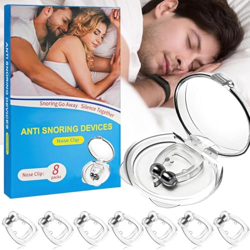 Anti Ronflement Dilatateur Nasal, 8PCS Pince Nez Anti Ronflement Silicone Dispositifs Anti-Ronflement, Efficace Anti Ronflement pour Un Sommeil Confortable Et Plus Calme, Réutilisable