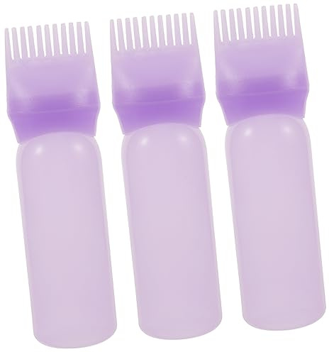 SAFIGLE Lot De 3 Flacons Applicateurs De Peigne à Racines Violet 60ml Pour Coloration Et Permanente Cheveux Professionnels Usage Salon