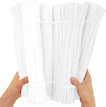 100 Stück Pfeifenreiniger Weiß, Pfeifenputzer Zum Basteln, Zum Basteln und Gestalten von Tieren Figuren und Anderen Formen Dekorieren Kunst Handwerk (Weiß)