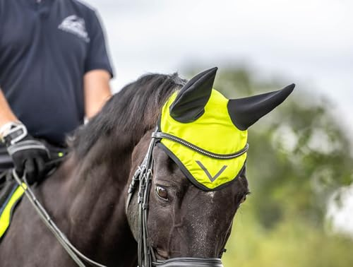 Ruggles Hi-Viz Ear Bonnet - Fly Veil for Horse and Pony - Yellow, Orange (Yellow, Cob)