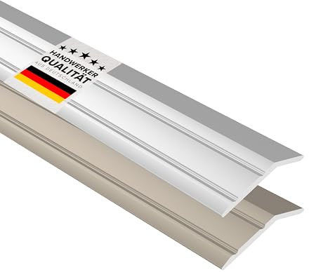 D-TACK Übergangsprofil Höhenausgleich selbstklebend | Höhe 4 mm | Länge 1 m | Silber | Übergangsschiene für Bodenbeläge | Höhenausgleichsprofil aus eloxiertem Aluminium | Abschlussprofil Rampe
