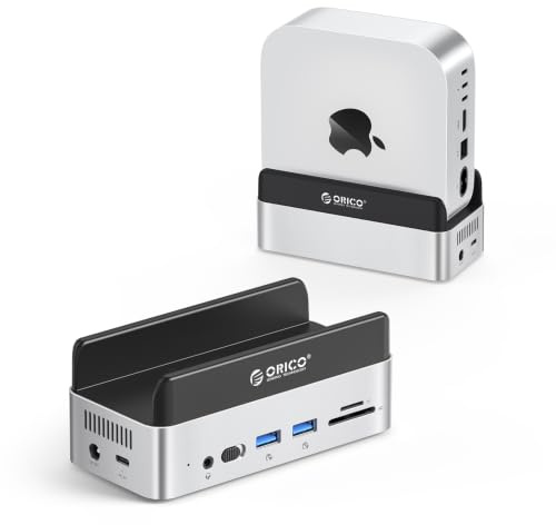 ORICO MiniDock Mac mini M4 Dock 40Gbps mit NVMe SSD Gehäuse-VS40 | Aluminium Hub für Mac mini M4/M4 Pro, M4 USB C Hub, 2 * 10Gbps USB-A, SD/TF 4.0, 3.5MM Aux, M.2(NVMe) X1