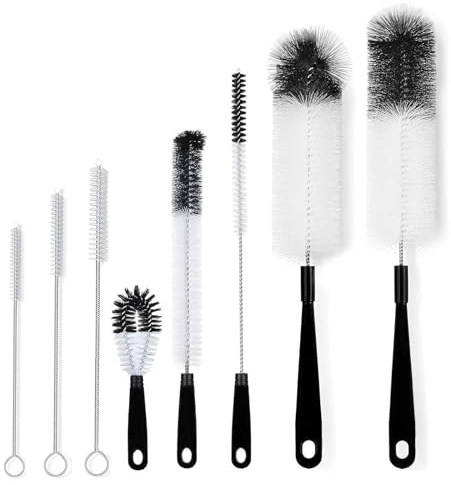FUG 8 Pcs Bottle Brush Set, Multi-Functional Brushes for Cleaning Water Bottles, Straws, Cups