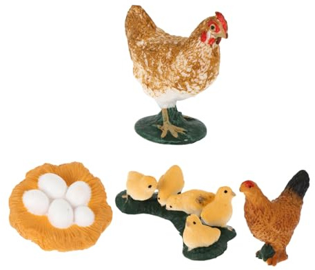 VANZACK Riproduzione Ciclo di Vita della Gallina 4 Pezzi in Plastica Decorazione per Bambini Giocattolo Educativo la Comprensione della Crescita