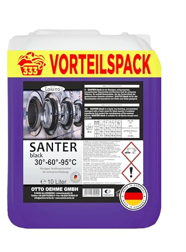 Lorito Santer Black 225 Waschmittel für schwarze Wäsche 10L | Waschmittel flüssig für kraftvolle Wäschepflege, erhält die Farbintensität, bis zu 333 Waschladungen