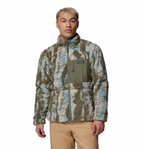 Columbia Winter Pass™ Fleece, Giacca in pile Sherpa reversibile da Uomo (IT, Testo, M, Regular, Regular, Stone Green/Tracks)