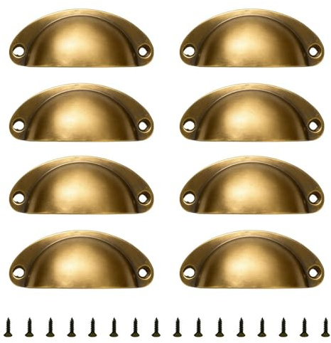 ONEBO 8 pièces Poignée Coquille Rétro, Tiroir Poignée, Poignee de Meuble Vintage Bouton de Porte Décoration Rétro Bouton de Porte de Placard, pour Penderies, Armoire, Tiroirs(Couleur bronze)